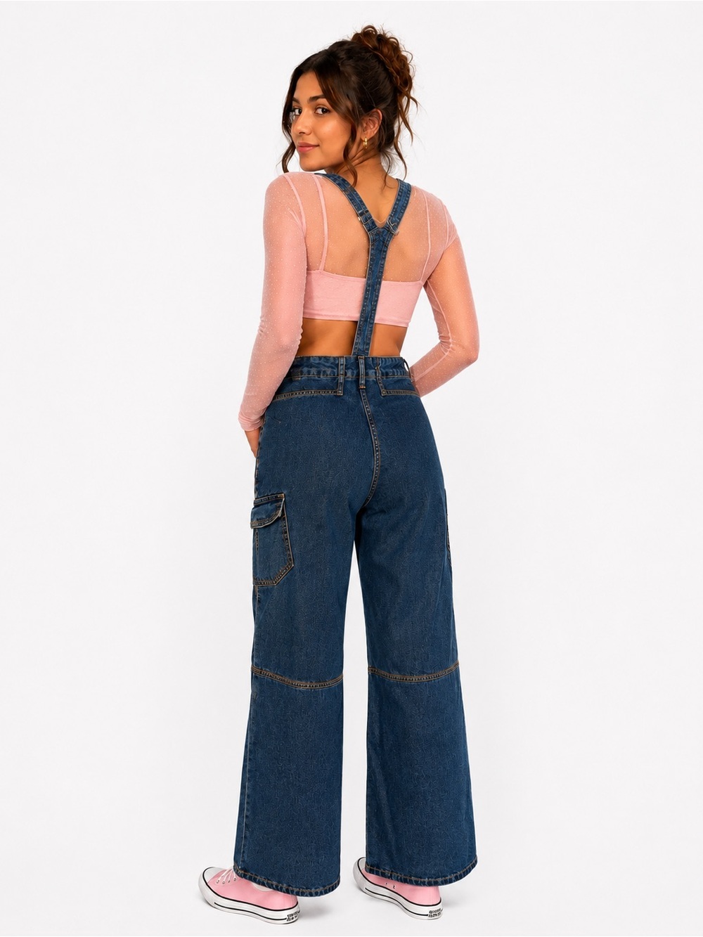 Women’s denim wide leg overalls jumpsuit size size small XS - Small - Picture 3 of 3